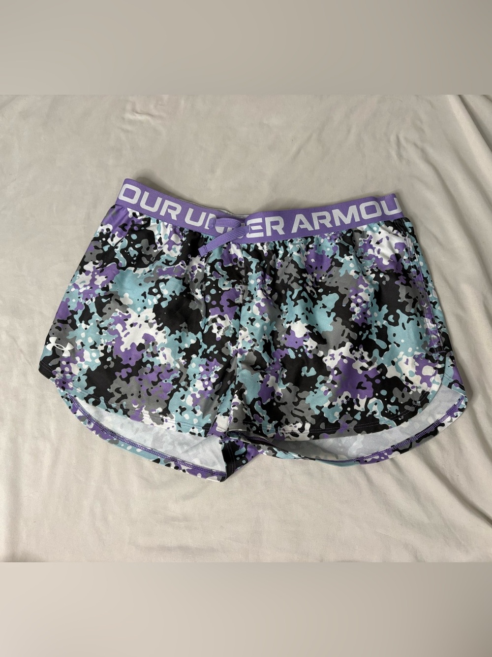 Under Armour Girls Purple & Teal Camo Athletic Shorts